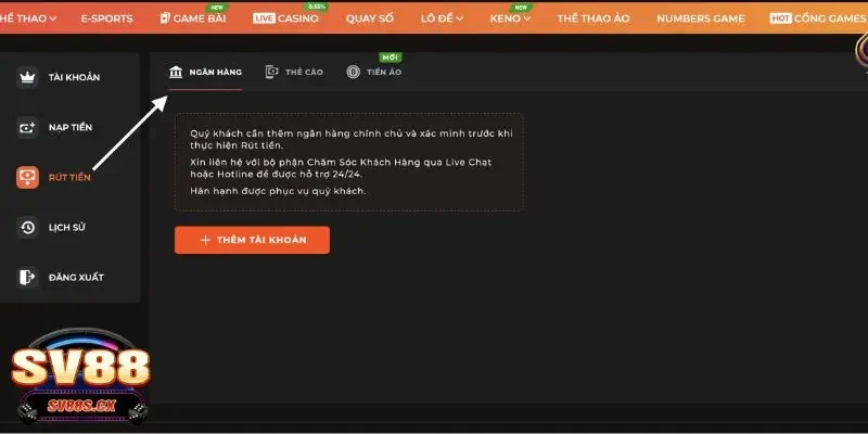 Cách thức nạp tiền SV88