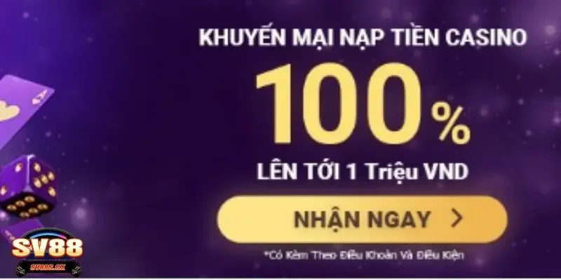Chi tiết chương trình khuyến mãi SV88 thưởng nạp 100%